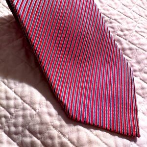 CHARVET Red striped Tie 100% Silk France 59"/3". 3/4 EC